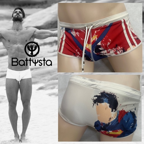 Battysta Superman Square Cut Swimsuit XL runs small 34-40" waist Gently worn